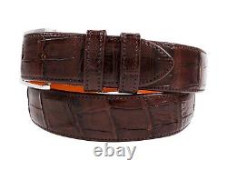 Handmade Genuine AAA ULTRA Brown Alligator Leather Belt (Made in U. S. A)