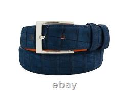 Handmade Genuine AAA ULTRA Suede Blue Alligator Leather Belt (Made in U. S. A)