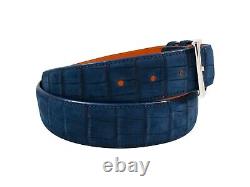 Handmade Genuine AAA ULTRA Suede Blue Alligator Leather Belt (Made in U. S. A)