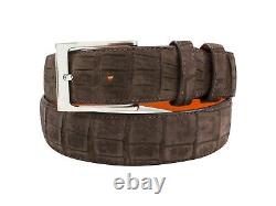 Handmade Genuine AAA ULTRA Suede Brown Alligator Leather Belt (Made in U. S. A)