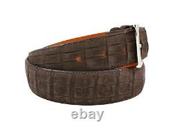Handmade Genuine AAA ULTRA Suede Brown Alligator Leather Belt (Made in U. S. A)