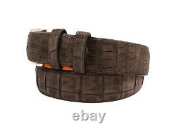 Handmade Genuine AAA ULTRA Suede Brown Alligator Leather Belt (Made in U. S. A)