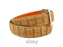 Handmade Genuine AAA ULTRA Suede Tan Alligator Leather Belt (Made in U. S. A)