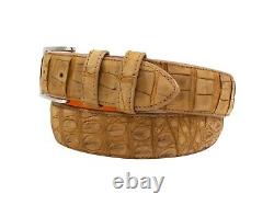 Handmade Genuine AAA ULTRA Suede Tan Alligator Leather Belt (Made in U. S. A)