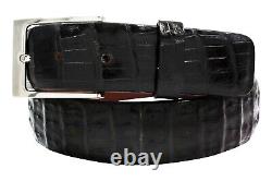 Handmade Genuine Black Alligator Tail Leather Belt (Made in U. S. A)