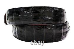 Handmade Genuine Black Alligator Tail Leather Belt (Made in U. S. A)