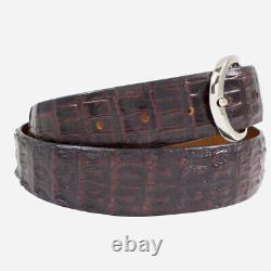 Handmade Genuine Black Cherry Alligator Double Tail Leather Belt (Made in U. S. A)