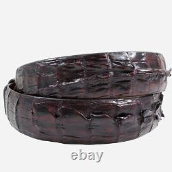Handmade Genuine Black Cherry Alligator Double Tail Leather Belt (Made in U. S. A)