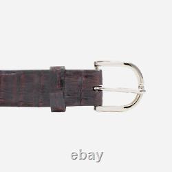 Handmade Genuine Black Cherry Alligator Double Tail Leather Belt (Made in U. S. A)
