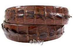 Handmade Genuine Cigar Brown Alligator Double Tail Leather Belt (Made in U. S. A)