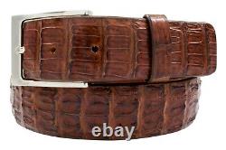 Handmade Genuine Cigar Brown Alligator Double Tail Leather Belt (Made in U. S. A)