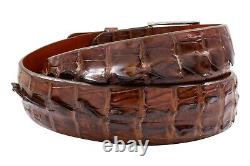 Handmade Genuine Cigar Brown Alligator Double Tail Leather Belt (Made in U. S. A)