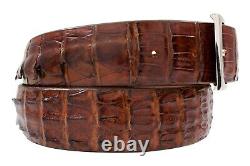 Handmade Genuine Cigar Brown Alligator Double Tail Leather Belt (Made in U. S. A)