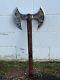 Handmade Heavy Duty Steel Double Edge Viking Axe Ashwood Leather Wrapped