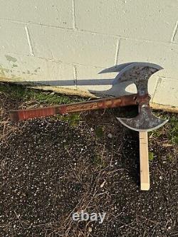 Handmade Heavy Duty Steel Double Edge Viking Axe Ashwood leather Wrapped