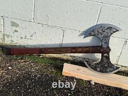 Handmade Heavy Duty Steel Double Edge Viking Axe Ashwood leather Wrapped