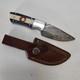 Handmade In Usa Damascus Knife Colorado Flag Handle 3.5 In Blade Leather Sheath