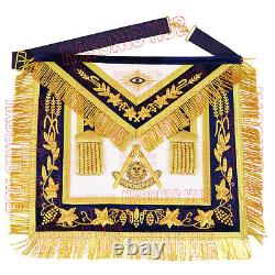 Handmade Masonic Past Master Apron with Compasses & Quadrant Genuine Lambskin