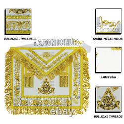 Handmade Masonic Past Master Apron with Compasses & Quadrant Genuine Lambskin