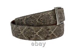 Handmade Natural Texas Diamond Back Rattle Snake Leather Belt (Made in U. S. A)