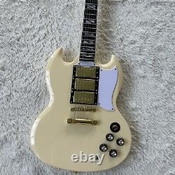 Handmade SG Cream Electric Guitar HHH Pickups USA Warehouse In Stock 6 String