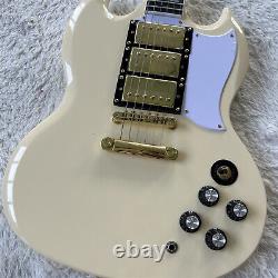 Handmade SG Cream Electric Guitar HHH Pickups USA Warehouse In Stock 6 String