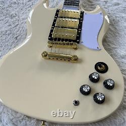 Handmade SG Cream Electric Guitar HHH Pickups USA Warehouse In Stock 6 String