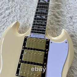 Handmade SG Cream Electric Guitar HHH Pickups USA Warehouse In Stock 6 String