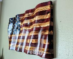 Handmade in USA. Rustic, American wavy flags for home New Designer décor Gift
