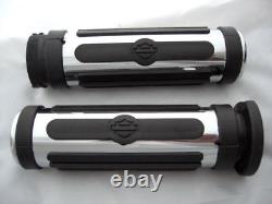 Harley OEM NEW Chrome and Rubber Hand Grips Small -Pair 56246-96A USA MADE