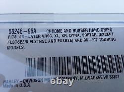 Harley OEM NEW Chrome and Rubber Hand Grips Small -Pair 56246-96A USA MADE