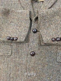 Harris Tweed Hand Woven Scotland Mens 40 Brown USA Made 2 Button Blazer Jacket
