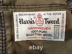 Harris Tweed Hand Woven Scotland Mens 40 Brown USA Made 2 Button Blazer Jacket