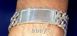 Heavy Solid Sterling Silver 2 Row Curb Link ID Bracelet Handmade in USA 80 Grams