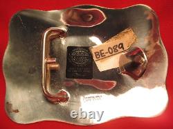 Heavy WELL MADE 2 Banner Calf Roper Maker Marked USA Hand Made Belt Buckle