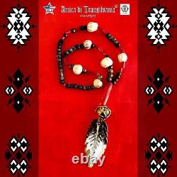 Hopi tribe natives america ethnic necklace primitive jewelry feather eagle beads