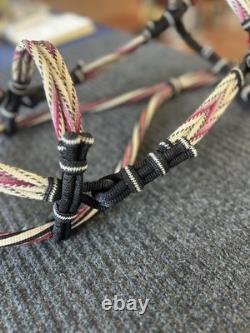 Horse Hair Bridle with Red Leather Hand Made in Montana USA