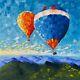 Hot Air Balloons Oil Painting On Stretched Canvas. Unique Handmade Paintings Art