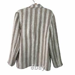 Hye Sun Mun Striped Linen Hutton Jacket Womens Size Large Handmade Made In USA