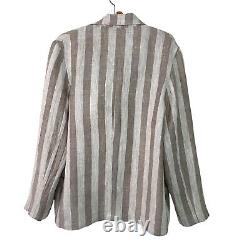 Hye Sun Mun Womens Jacket Size Large Hutton Striped Linen Handmade Made In USA