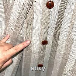 Hye Sun Mun Womens Jacket Size Large Hutton Striped Linen Handmade Made In USA