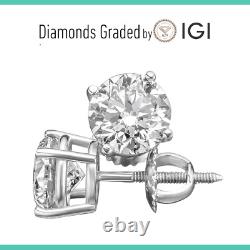 IGI Certified 4.00 CT F VS1 Lab Grown Diamond Stud Earrings 14K White Gold