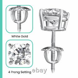 IGI Certified 4.00 CT F VS1 Lab Grown Diamond Stud Earrings 14K White Gold