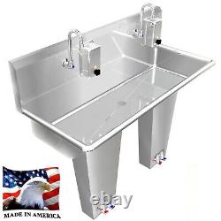 Industrial Hand Sink Stainless S. 2 Users 42 Pedal Valve Hands Free Made In USA