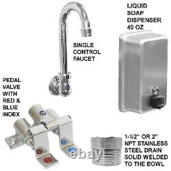 Industrial Hand Sink Stainless S. 2 Users 42 Pedal Valve Hands Free Made In USA