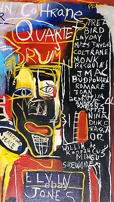 JEAN-MICHEL BASQUIAT 50x70 cm. Acrylic painting on canvas signed and stamped