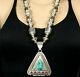 Jonathan Nez! Turquoise & Large Beads 26 Sterling Silver Pendant Hand Signed