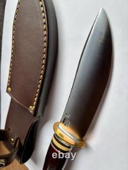 Jim Behring Handmade Special Hunter Knife Stag & Leather Handle Treeman Sheath