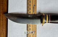 Jim Behring Handmade Special Hunter Knife Stag & Leather Handle Treeman Sheath