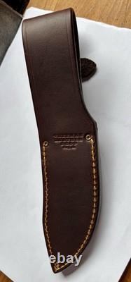 Jim Behring Handmade Special Hunter Knife Stag & Leather Handle Treeman Sheath